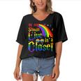 No One Should Live In A Closet Lgbt-Q Gay Pride Proud Ally Women's Bat Sleeves V-Neck Blouse