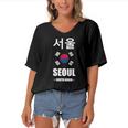 Seoul Kpop Korean Pop South Korea Gift Women's Bat Sleeves V-Neck Blouse
