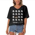 Think Different Build Gardens Not 558 Shirt Women's Bat Sleeves V-Neck Blouse