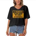 Warning Do Not Touch My Tools 198 Shirt Women's Bat Sleeves V-Neck Blouse