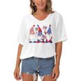 4Th Of July 2022 Patriotic Gnomes Funny American Usa Women's Bat Sleeves V-Neck Blouse