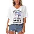 Barbercorn Funny Unicorn Dabbing Gift Like A Normal Barber But More Awesome Women's Bat Sleeves V-Neck Blouse