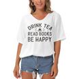 Drink Tea Read Books Women's Bat Sleeves V-Neck Blouse