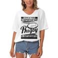 Education Is Important But Rugby Is Importanter Women's Bat Sleeves V-Neck Blouse