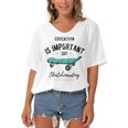 Education Is Important But Skateboarding Is Importanter Black Text Women's Bat Sleeves V-Neck Blouse