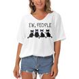 Ew People Meowy Cat Lovers 209 Shirt Women's Bat Sleeves V-Neck Blouse