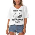 Fluff You You Fluffin Fluff Rude Cat Women's Bat Sleeves V-Neck Blouse