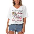 Friends Dont Let Friends Fight Brain Aneurysm Alone Unicorn Burgundy Ribbon Brain Aneurysm Bpd Brain Aneurysm Women's Bat Sleeves V-Neck Blouse