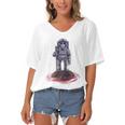 Funny Astronaut Monkey V3 Women's Bat Sleeves V-Neck Blouse