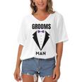 Groomsman Grooms Squad Stag Party Friends Themed Women's Bat Sleeves V-Neck Blouse