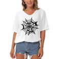 Halloween Spider Web Pattern Women's Bat Sleeves V-Neck Blouse