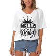 Hello Baby Graphic Design For New Coming Babys Women's Bat Sleeves V-Neck Blouse