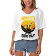 Hiking With My Puppy Good Day Women's Bat Sleeves V-Neck Blouse