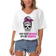 Keep Your Rosaries Off My Ovaries Feminist Skull Women's Bat Sleeves V-Neck Blouse