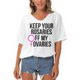 Keep Your Rosaries Off My Ovaries My Uterus My Choice Women's Bat Sleeves V-Neck Blouse