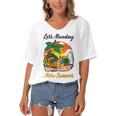 Less Monday More Summer Funny Pineapple Gift Pineapple Lover Women's Bat Sleeves V-Neck Blouse