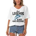 Loving Fish Reel Legends Catch And Release Women's Bat Sleeves V-Neck Blouse