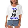 Miniature Schnauzer At Home Pops Favourite Multi Tasking Dog Women's Bat Sleeves V-Neck Blouse