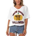 Miniature Schnauzer Halloween On All Hallows Night Women's Bat Sleeves V-Neck Blouse