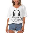 Music Makes It All Better 762 Shirt Women's Bat Sleeves V-Neck Blouse