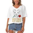 Pitbull Love I Love My Cute Pitbull 785 Shirt Women's Bat Sleeves V-Neck Blouse