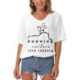 Running Is Cheaper Than Therapy A Celebration Of Running Women's Bat Sleeves V-Neck Blouse