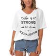 She Is Strong But She Is Exhausted Women's Bat Sleeves V-Neck Blouse