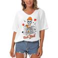 Skeleton It’S Fall Y’All Thanksgiving Funny Autumn Halloween Women's Bat Sleeves V-Neck Blouse