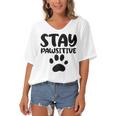 Stay Pawsitive 96 Trending Shirt Women's Bat Sleeves V-Neck Blouse