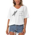 Surfing Funny Quote Ride The Wave Surfer Ocean Lover Women's Bat Sleeves V-Neck Blouse