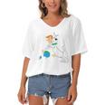 The Jetsons Astro Hugging George Women's Bat Sleeves V-Neck Blouse