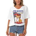 The Queen’S Platinum Jubilee 1952-2022 Corgi Union Jack Women's Bat Sleeves V-Neck Blouse