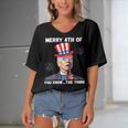 Biden Dazed Merry 4Th Of You Know The Thing 4Th Of July Women's Bat Sleeves V-Neck Blouse