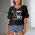 Chennai India City Skyline Map Travel Women's Bat Sleeves V-Neck Blouse