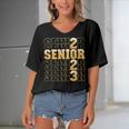 Class Of 2023 Senior 2023 Graduation Or First Day Of School Women's Bat Sleeves V-Neck Blouse