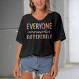 Everyone Communicate Differently Autism Awareness Women's Bat Sleeves V-Neck Blouse