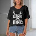 Forget The Bunnies Im Chasing Hunnies Funny Women's Bat Sleeves V-Neck Blouse