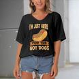 Franks Sausages Funny Hotdog Im Just Here For The Hot Dogs Women's Bat Sleeves V-Neck Blouse