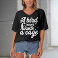 Funny Animal Bird A Bird Never Wants A Cage Lover Bird Women's Bat Sleeves V-Neck Blouse