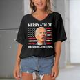 Funny Biden Confused Merry Happy 4Th Of You Know The Thing Women's Bat Sleeves V-Neck Blouse