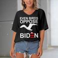 Funny Even Birds Oppose Biden Women's Bat Sleeves V-Neck Blouse