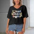 Funny I Read Banned Books Lovers Books Women's Bat Sleeves V-Neck Blouse