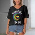 Gay Pride Sounds Gay Im In Men Women Lgbt Rainbow Women's Bat Sleeves V-Neck Blouse