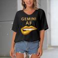 Gemini Af Gold Sexy Lip Birthday Gift Women's Bat Sleeves V-Neck Blouse