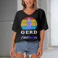 Gerd Awareness Vintage Periwinkle Blue Ribbon Gastroesophageal Reflux Disease Gerd Awareness Women's Bat Sleeves V-Neck Blouse