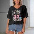 Its My 11Th Birthday Cake Donut 11 Years Old Confetti Women's Bat Sleeves V-Neck Blouse