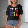 Its Not A Phase Lgbtqia Rainbow Flag Gay Pride Ally Women's Bat Sleeves V-Neck Blouse