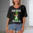 Jack Russell Terrier Patricks Day For Dog Lovers Women's Bat Sleeves V-Neck Blouse