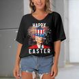 Joe Biden Happy Easter For Funny 4Th Of July Women's Bat Sleeves V-Neck Blouse