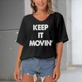 Keep It Movin Funny Keep It Moving Women's Bat Sleeves V-Neck Blouse